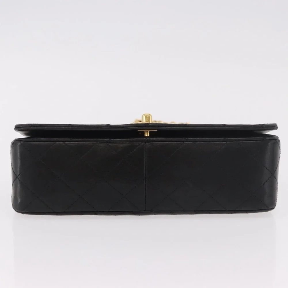 CHANEL Black Quilted Leather Shoulder Bag with Gold Hardware